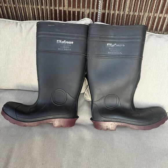 LaCrosse Rubber Mud And Rain Boots Mens 7 Womens 9 Made In USA- Black - Picture 9 of 11